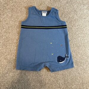 Vintage Carters Blue Whale Fish Tank Outfit Romper Jumpsuit Baby Boy 9-12M